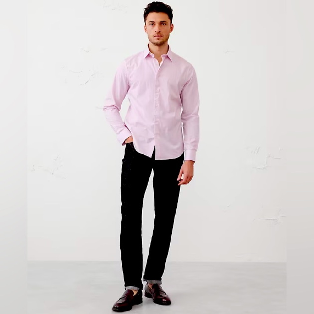 Banana Republic Men’s Standard-Fit Non-Iron Cotton Shirt Size‎ XL Burgundy White
